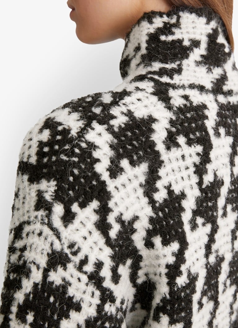Marc O'Polo Chunky knit sweater in alpaca wool blend with houndstooth design