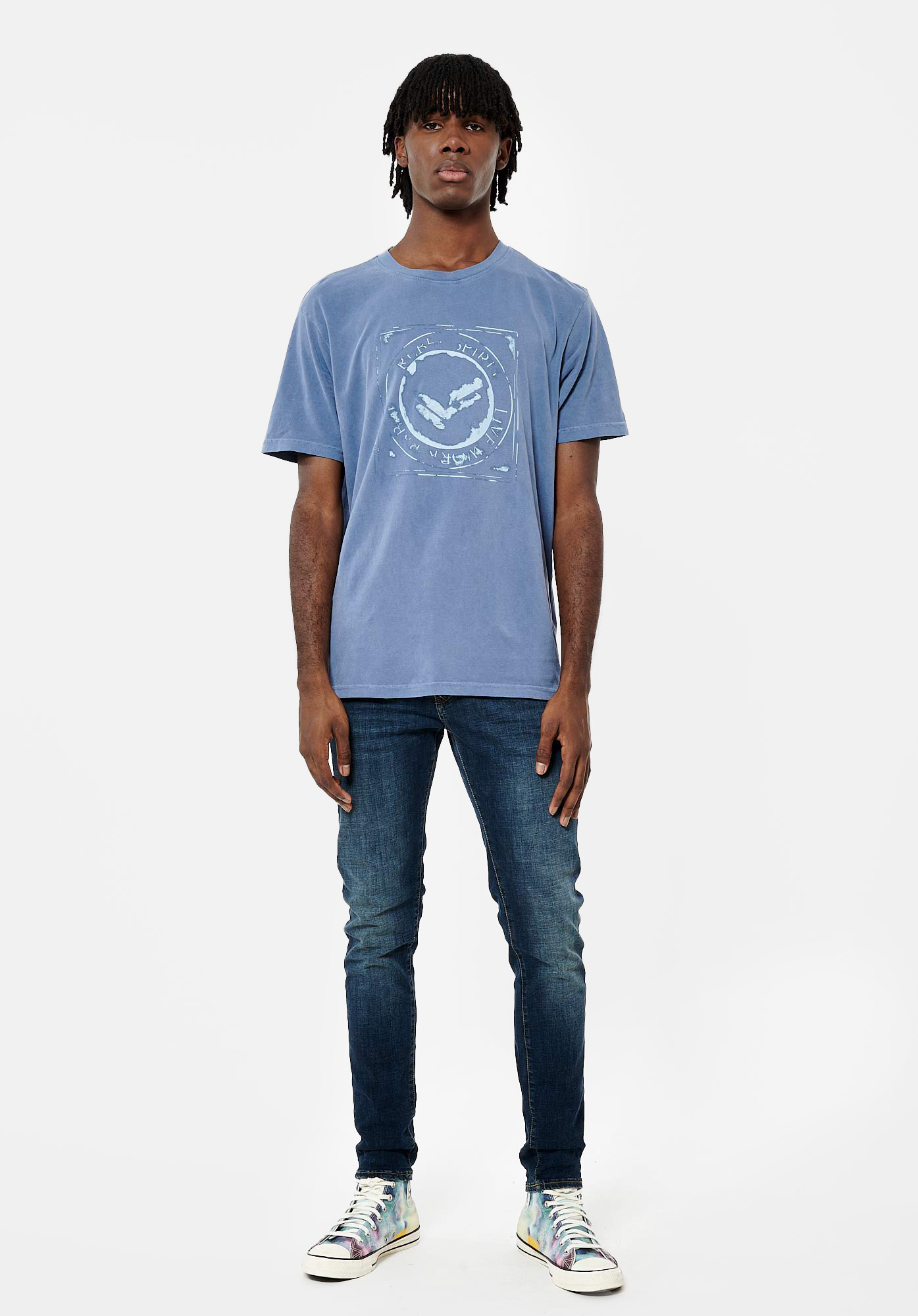 SAUL   T-shirt bleu Homme en 100% coton