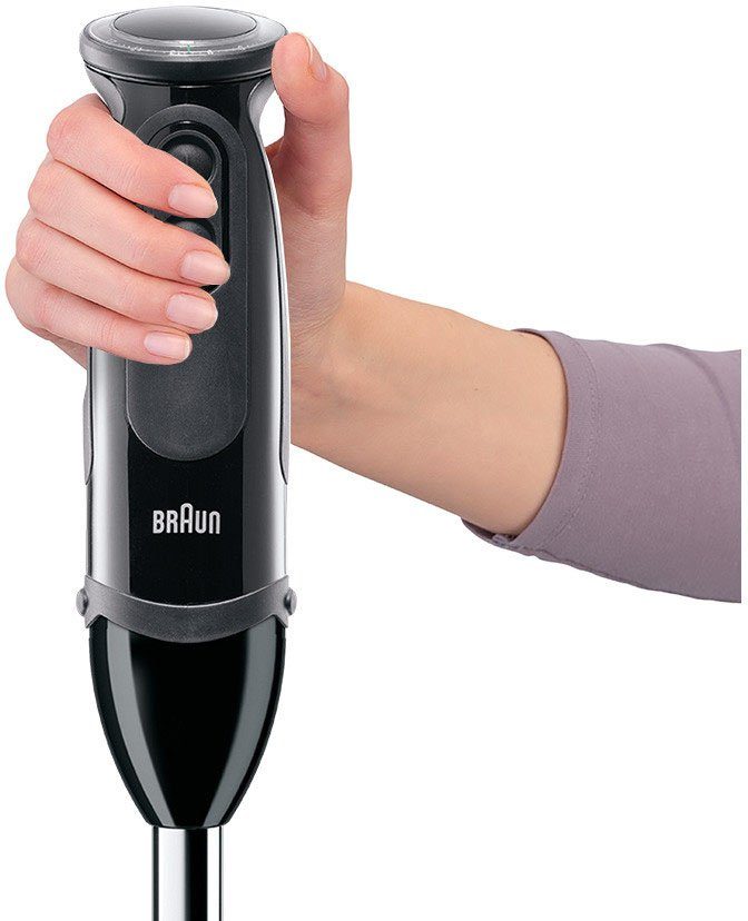Braun Stabmixer MQ 5277BK MultiQuick 5 Vario, 1000 W, mit Schneebesen, Küchenmaschine, Gemüsestampfer und 600 ml Mixbecher