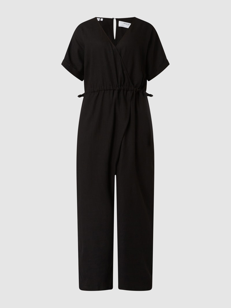 Jumpsuit mit Leinen-Anteil Modell 'Gulia' in schwarz