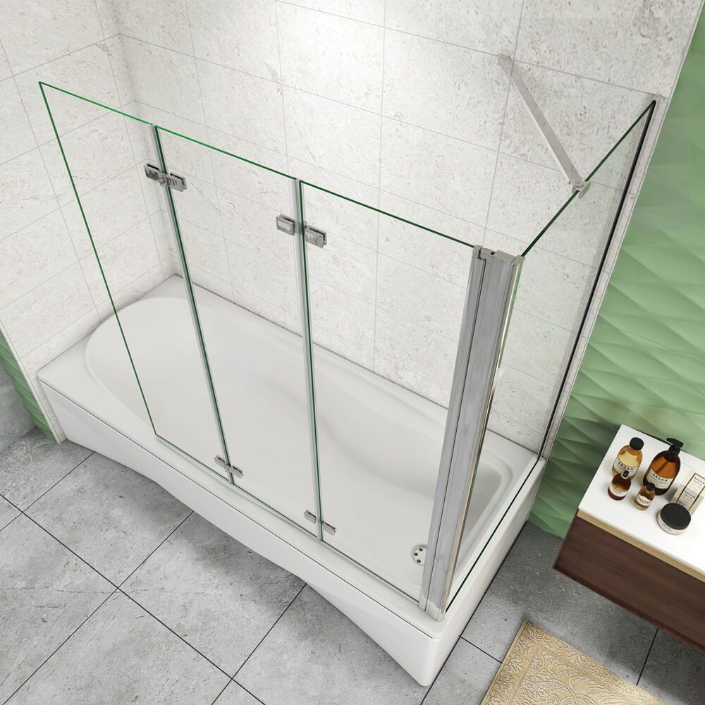 duschspa Badewannenaufsatz Faltwand mit Seitenwand Badewannenaufsatz Duschtrennwand auf Badewanne, Einscheibensicherheitsglas, Sicherheitsglas, (Set), Glas, Breite 130cm