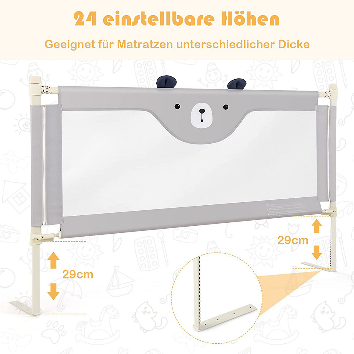 Bettschutzgitter 145cm Bär höhenverstellbar