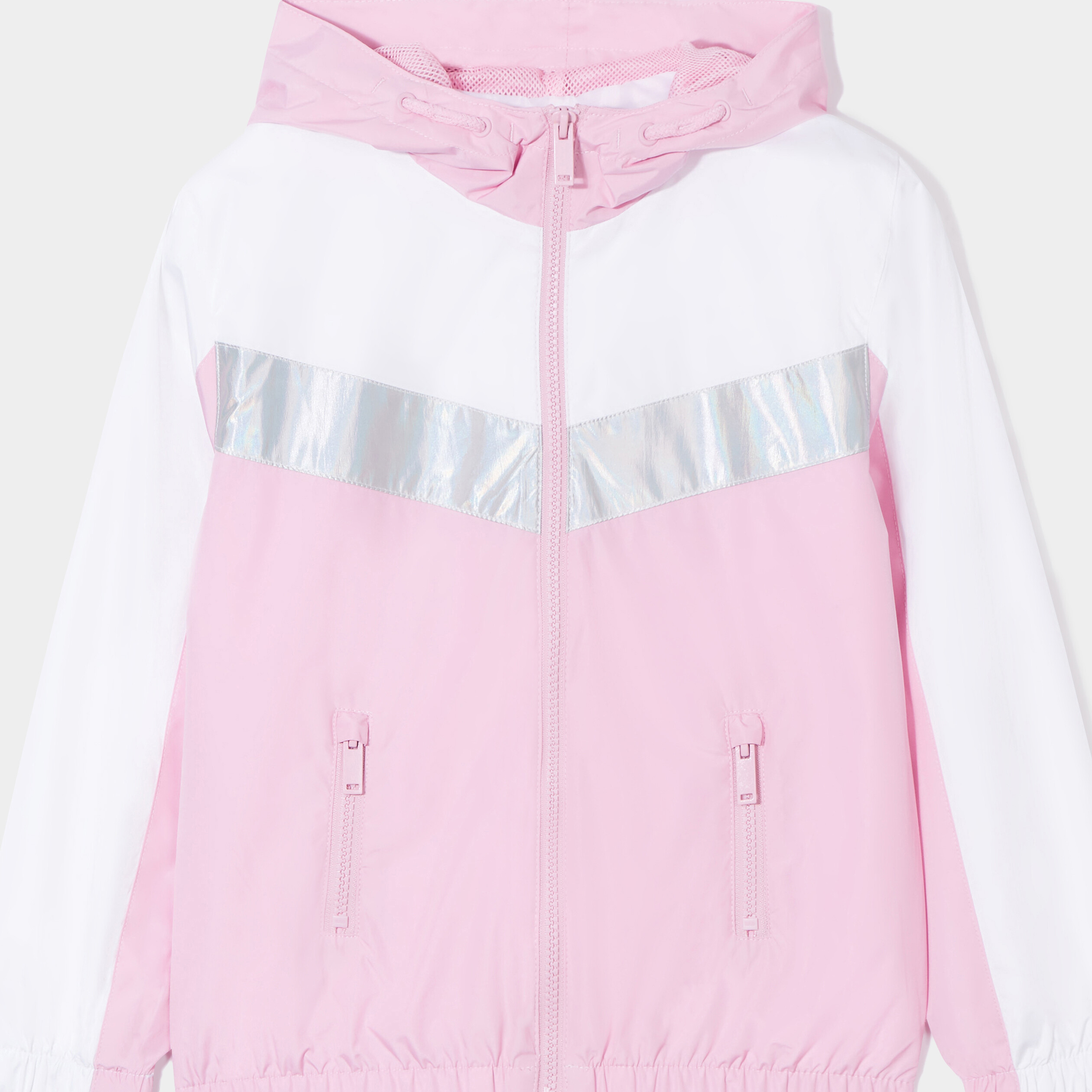 Coupe-vent à capuche zippé rose pastel fille | La Halle