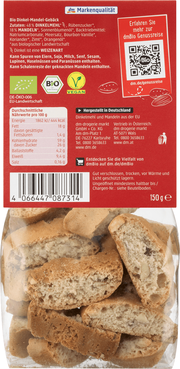 Cantuccini, Dinkel mit Mandeln, 150 g
