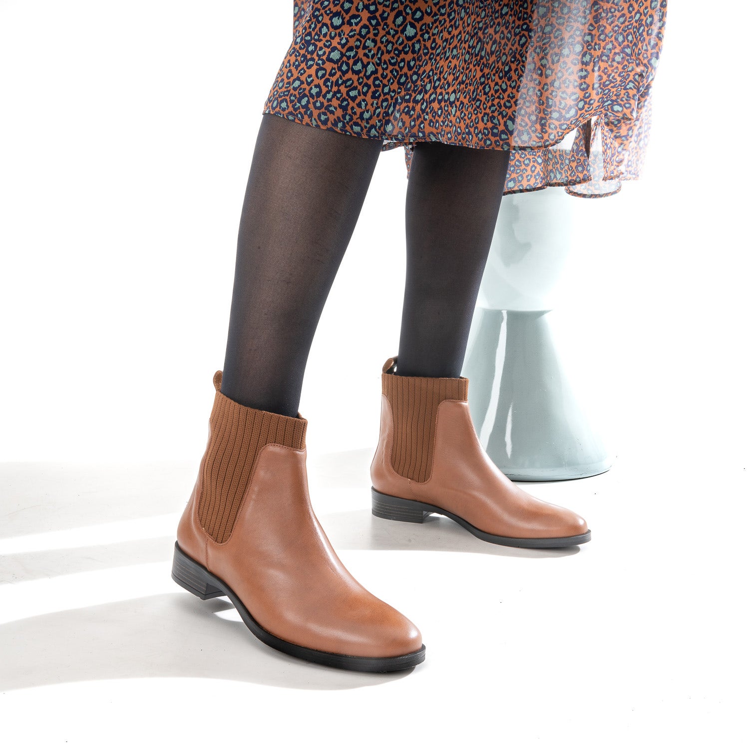 Chelsea boots ERAM FLEX cognac en cuir