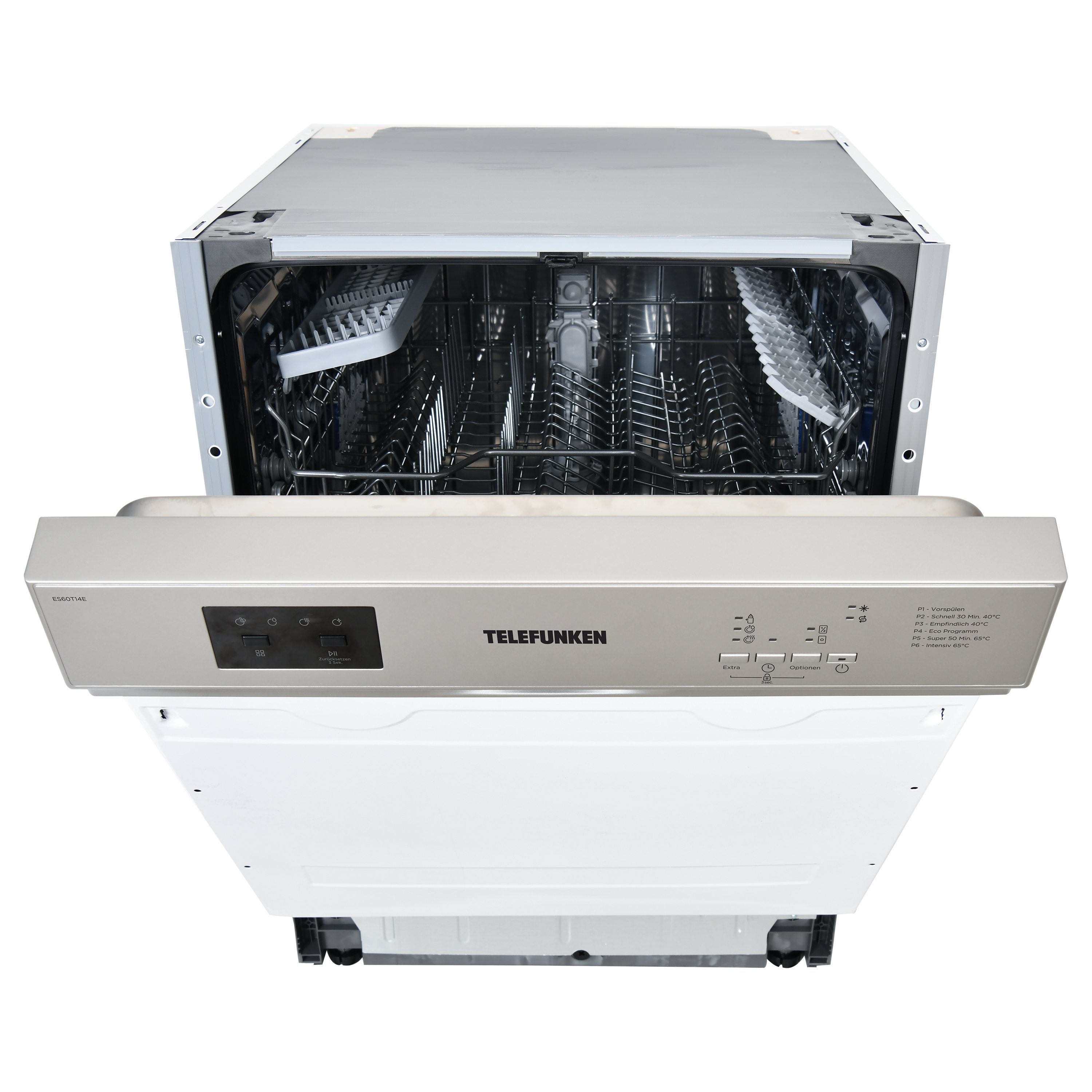 Telefunken teilintegrierbarer Geschirrspüler, ES60T14E, 12 l, 14 Maßgedecke, Einbauspülmaschine, 60 cm, 6 Programme, Überlaufschutz