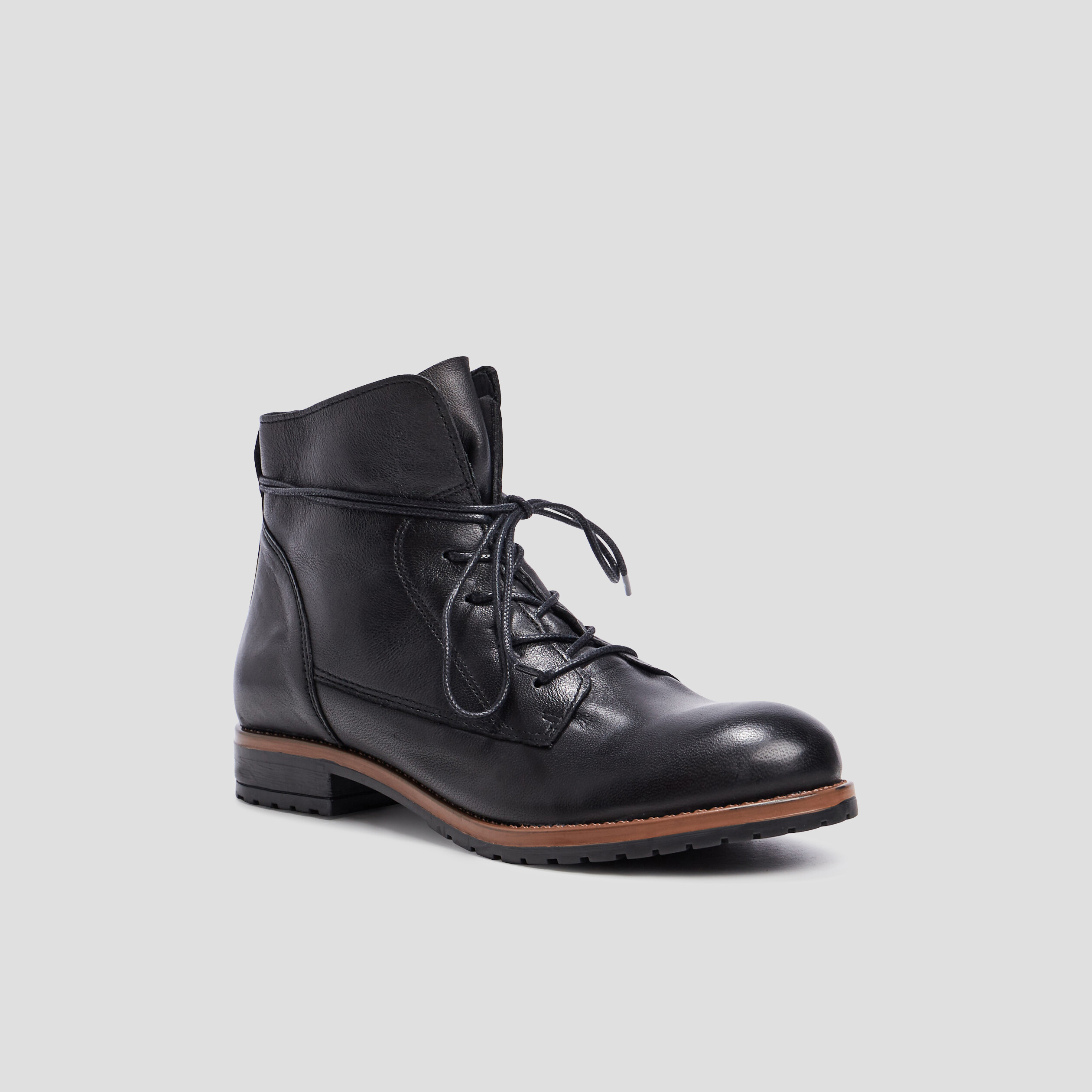 Bottines cuir à lacets noir femme | La Halle