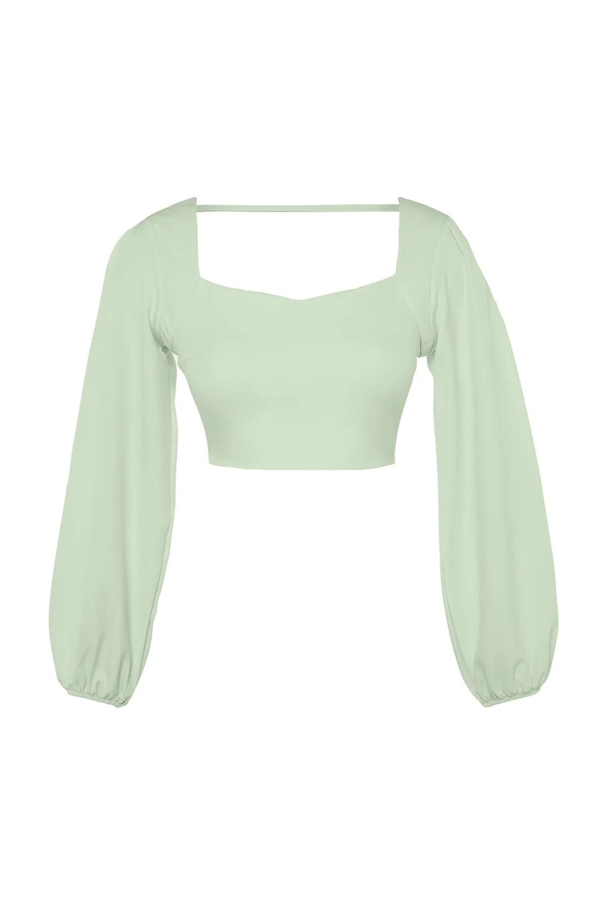 Trendyol Collection  Khakifarbene Crop-Webbluse TWOSS21BZ0236
