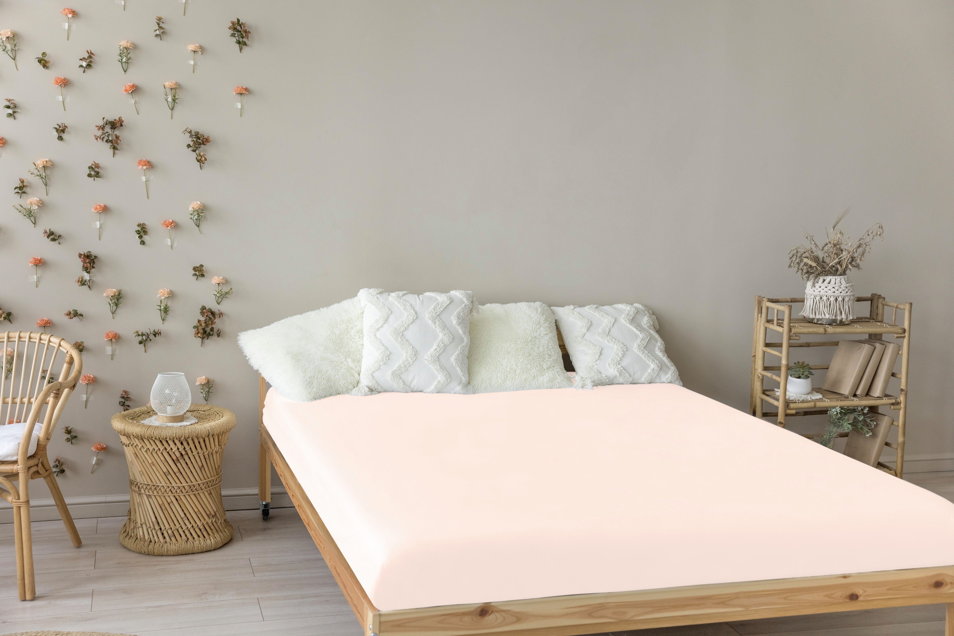 Spannbettlaken weicher Jersey aus 100% Baumwolle Bettlaken in Größe 90x200, 140x200, livessa, 180x200 Laken, Spannbettlaken für Matratzenhöhe bis zu 30 cm