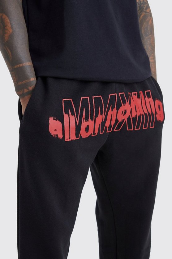 Jogginghose mit geteiltem Saum und All Or Nothing Print