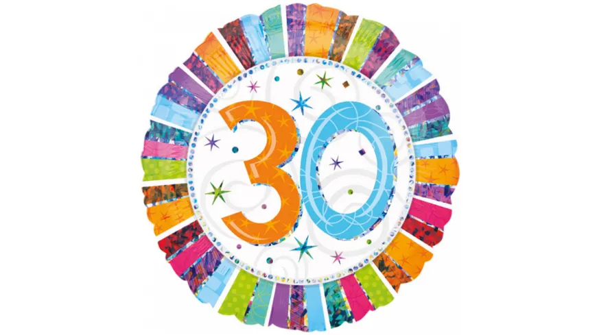 Amscan - Standard Radiant Birthday 30 Folienballon, 45cm Durchmesser