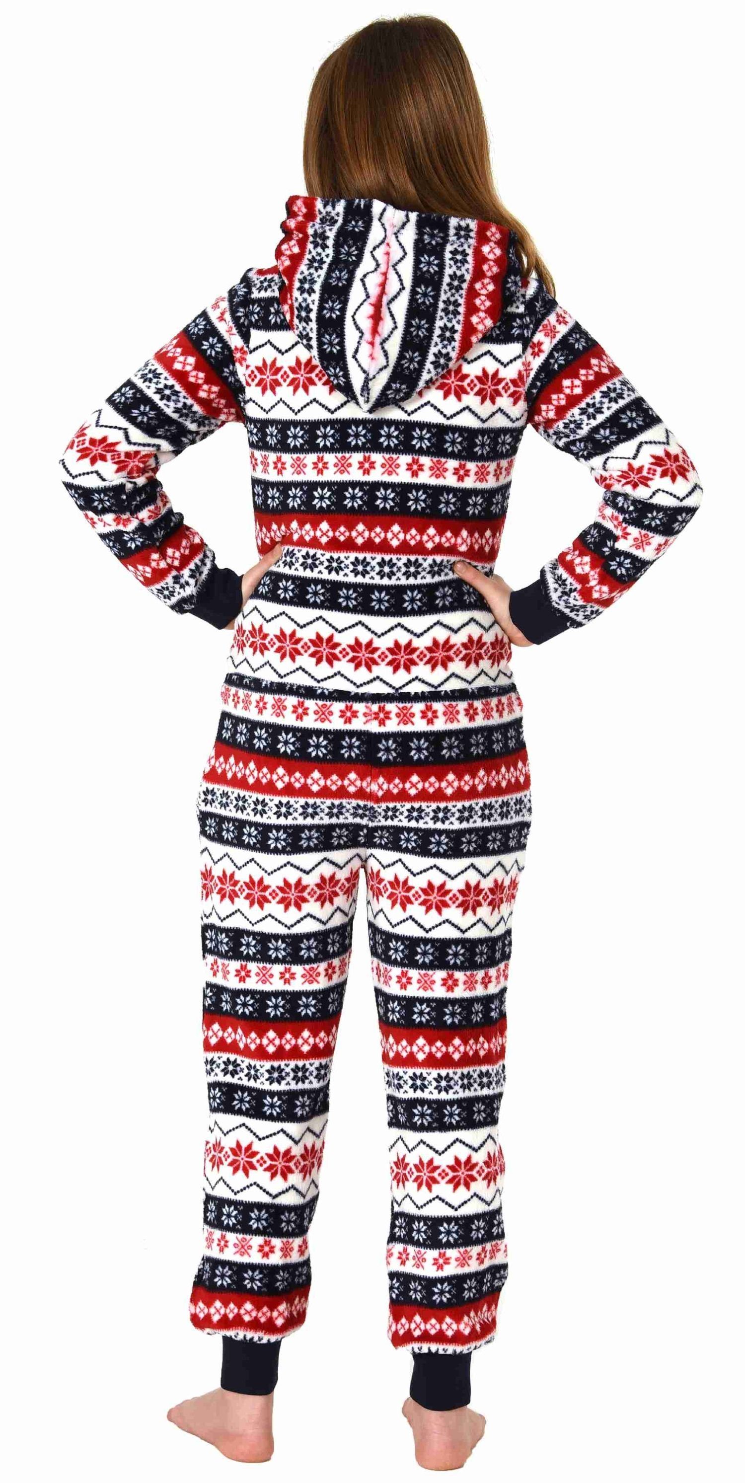 Normann Pyjama Mädchen Jumpsuit Overall Schlafanzug in Norweger Optik