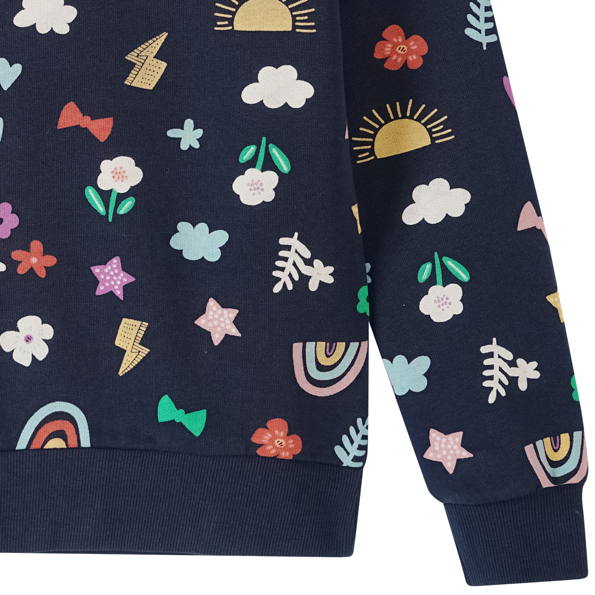 Mädchen Sweatshirt mit bunten Motiven allover
