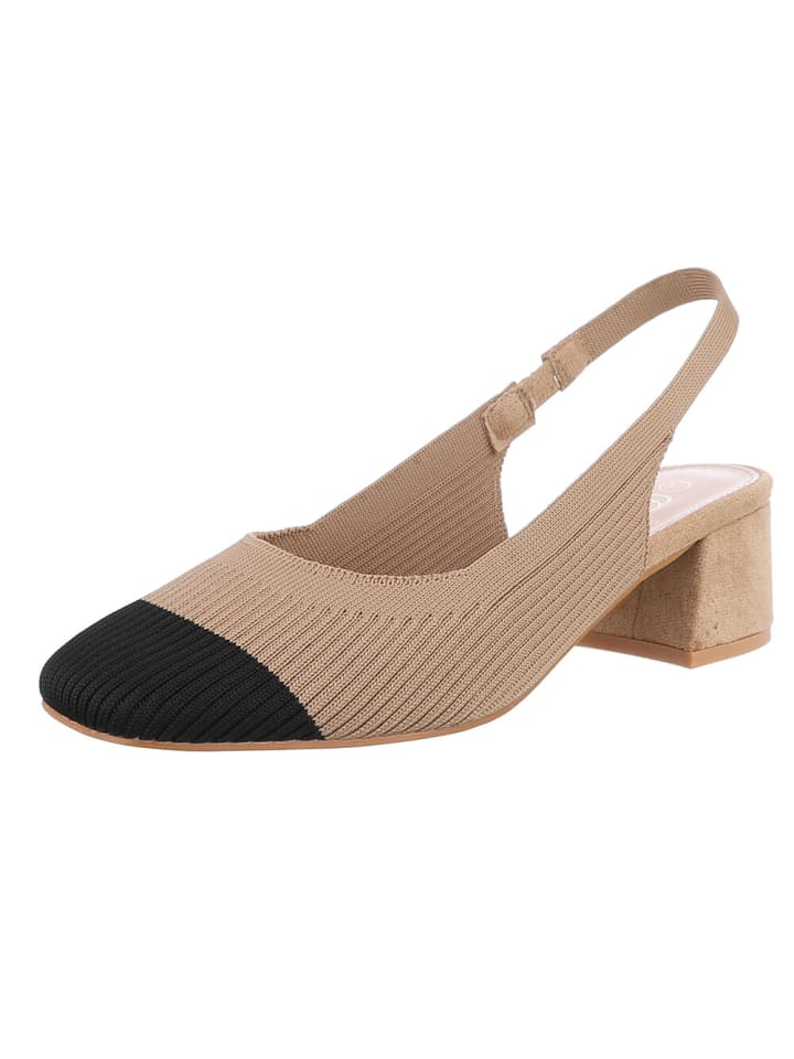 Ital-Design High Heel in Hellbraun und Schwarz günstig kaufen