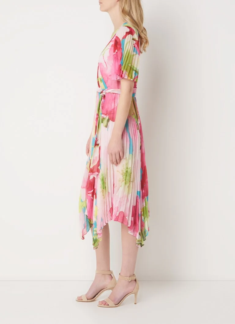Vestido túnica midi Kendall de Phase Eight con estampado floral y pliegues.