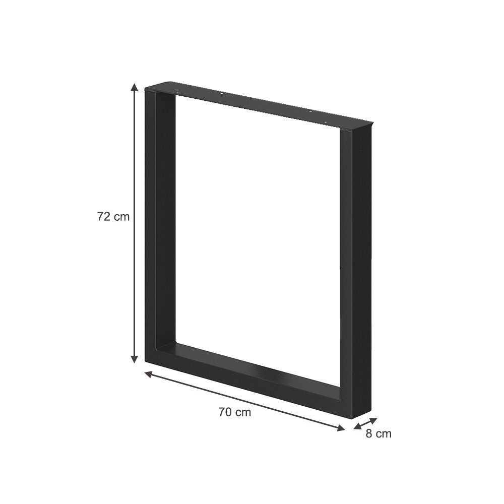 Vicco Tischbein Tischbeine Metallbeinde LOFT 72x70cm Schwarz 2-er Set
