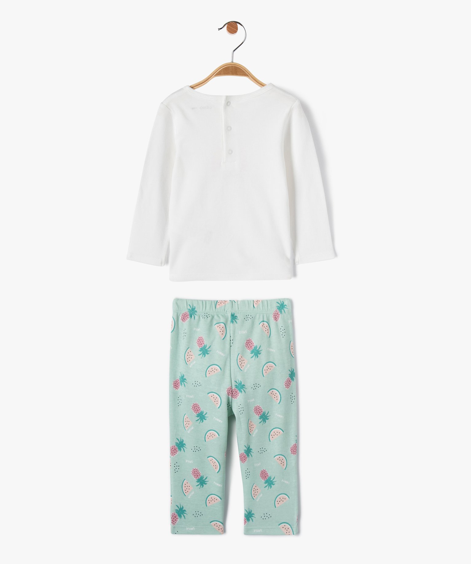 Pyjama bébé 2 pièces en jersey imprimé fruits ecru | GEMO