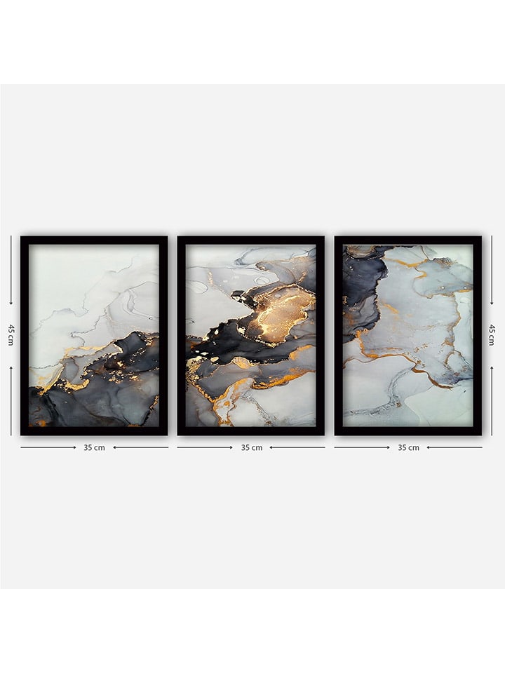 wall addiction 3er-Set: Gerahmte Holz-Kunstdrucke günstig kaufen 35x45 cm