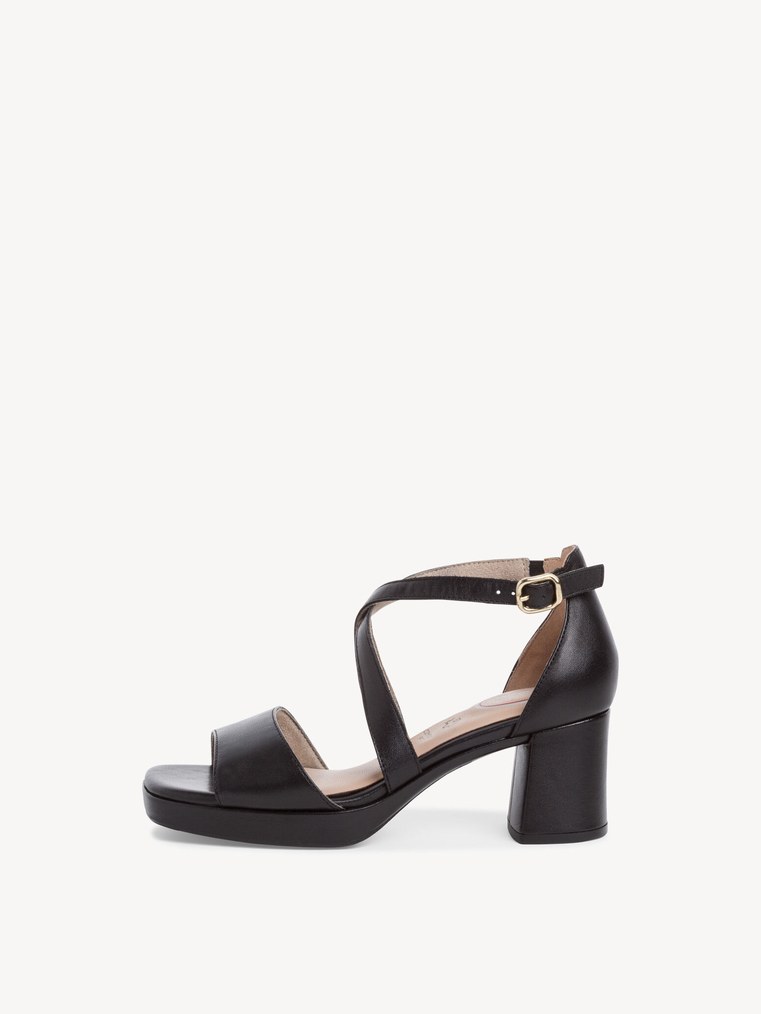 Sandale à talon en cuir - noir