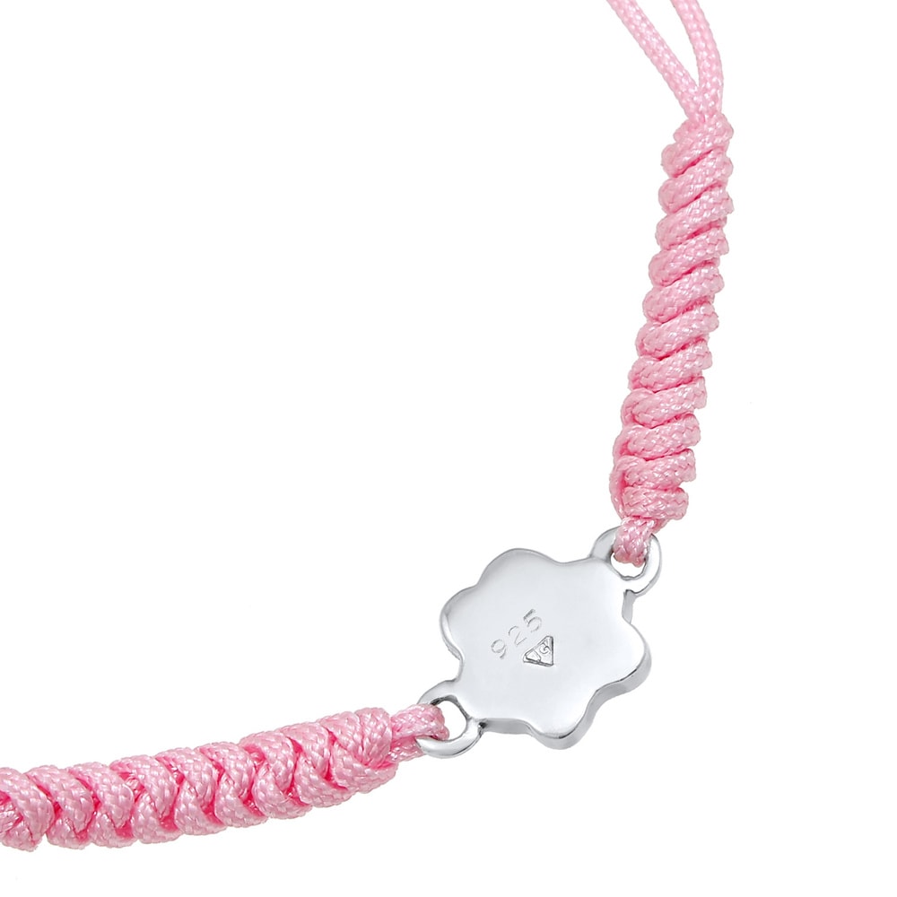 Elli Elli Bracelet Patte Amour Animaux Nylon Rosé avec Cristaux  Bracelet Femme - (925 Bracelet