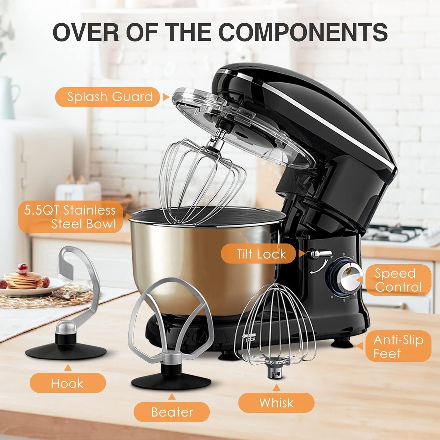 A Ade Küchenmaschine Teigmaschine 6 Geschwindigkeit, Knetmaschine mit Knethaken, 1500,00 W, 5,50 l Schüssel