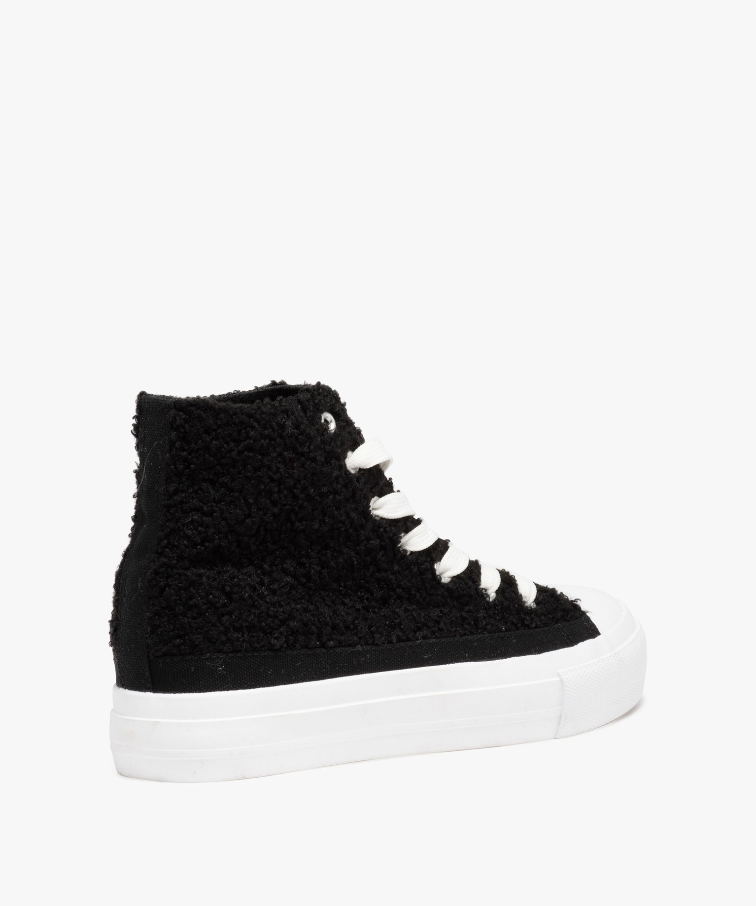 Baskets femme montantes en textile bouclé uni - Banana Moon noir | GEMO