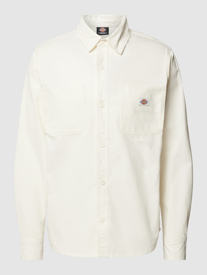 Freizeithemd mit Label-Patch Modell 'DUCK CANVAS' in offwhite