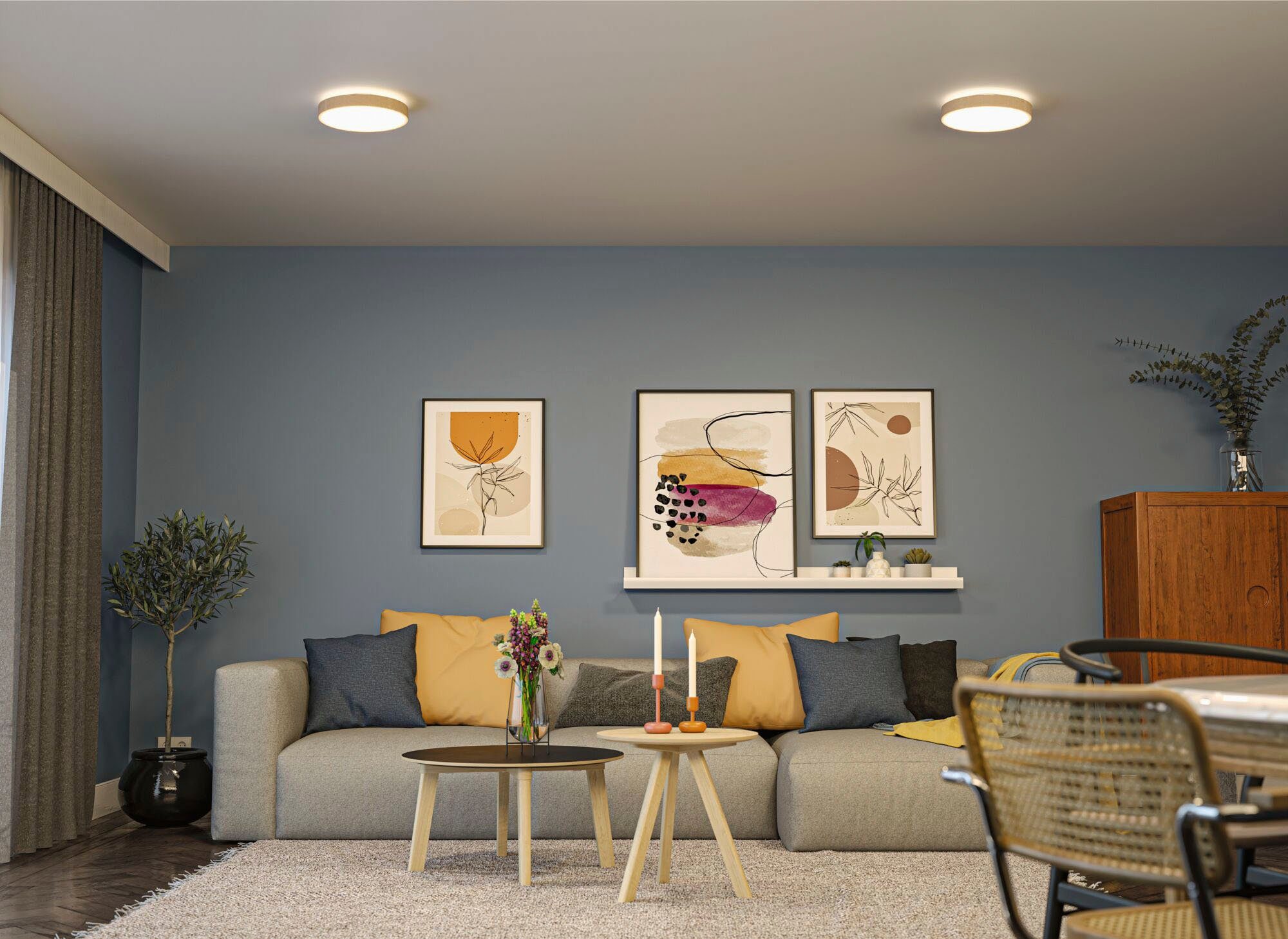 Paulmann LED Panel Cosara 15W 3000K 300mm beige IP44, LED fest integriert, Warmweiß
