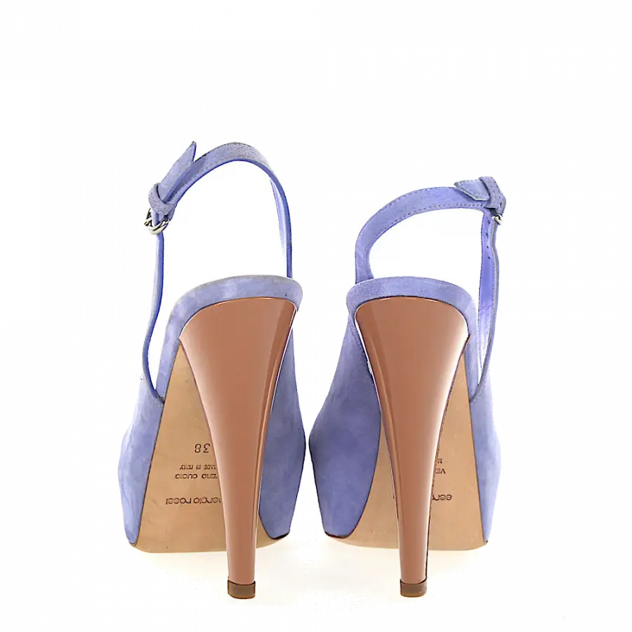 Sergio Rossi - Plateausandalen Veloursleder lila - lila