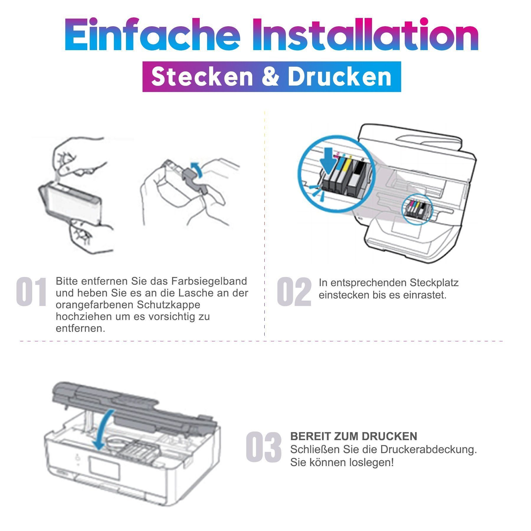 ONLYU 903XL für HP 6950 6960 6961 6963 6965 6968 6970 6974 6975 6976 6978 Tintenpatrone (0-tlg)