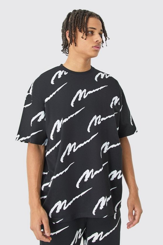 Man Signature Oversize T-Shirt mit Print
