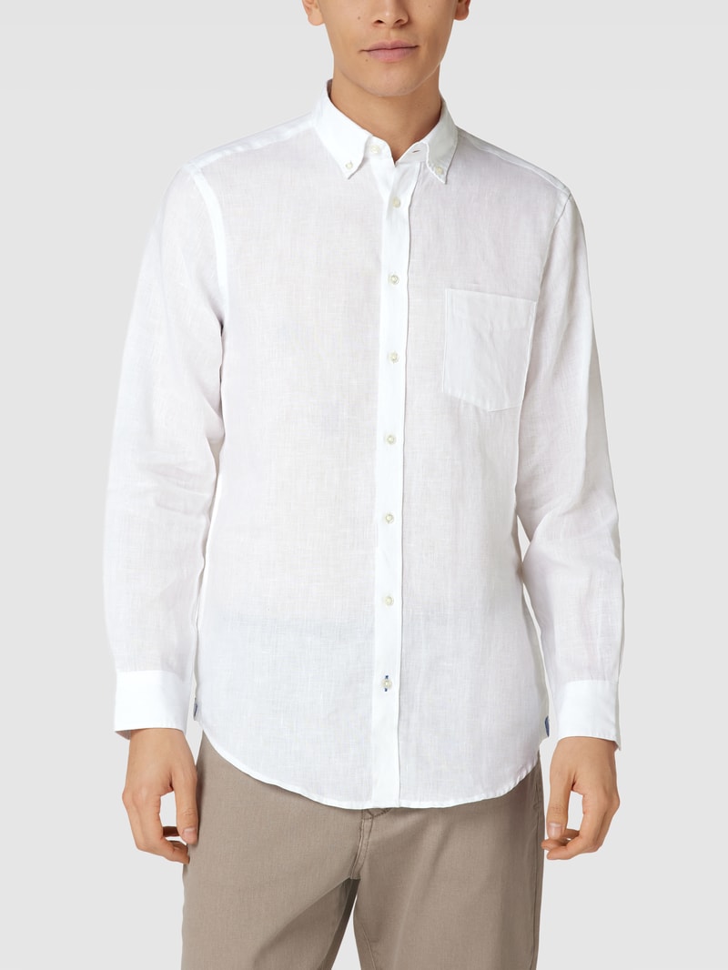 Freizeithemd mit Button-Down-Kragen in weiß