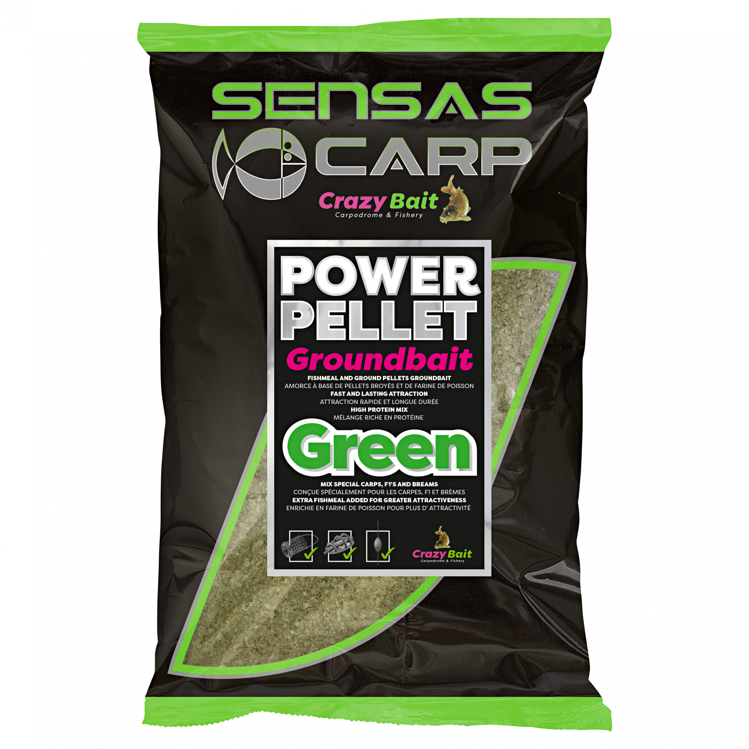 Sensas Grundfutter Big Bait (UK power pellet green)