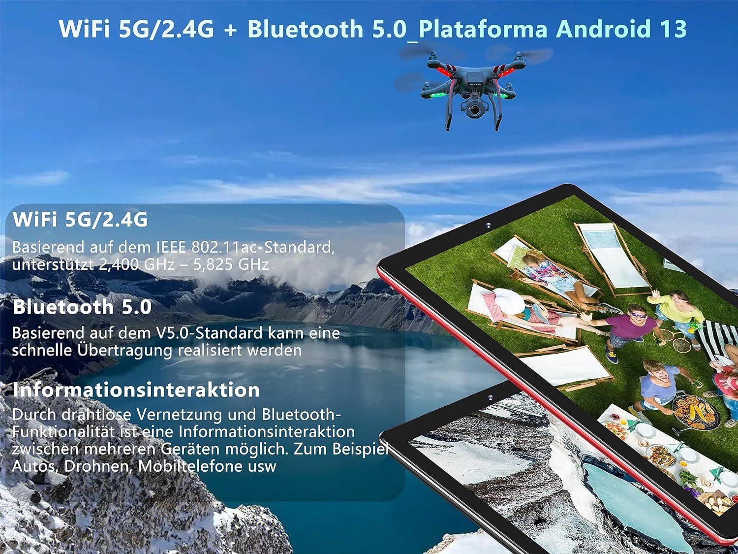 GOODTEL 10GB RAM (TF 1TB),WiFi 5G/2,4G+Bluetooth 5.0/Google GMS Tablet (10