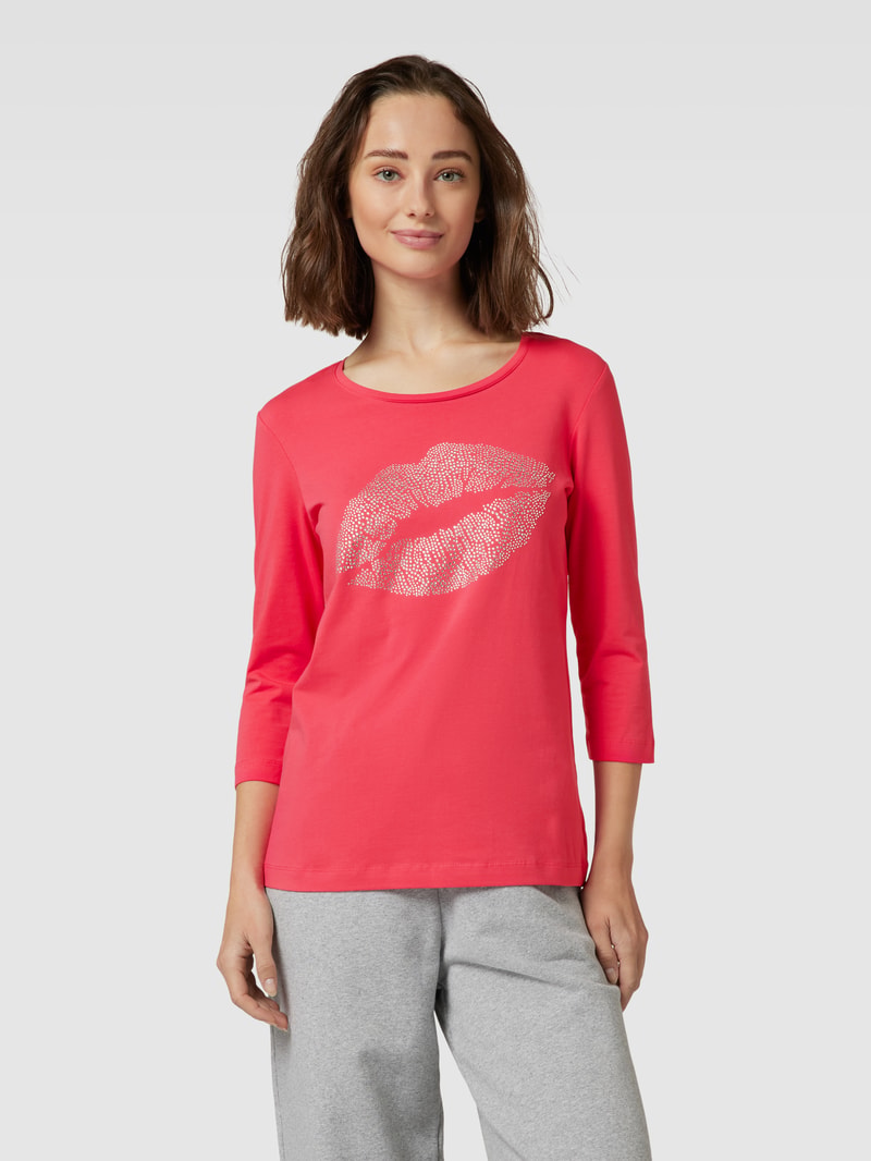 Longsleeve mit Zierperlenbesatz in pink