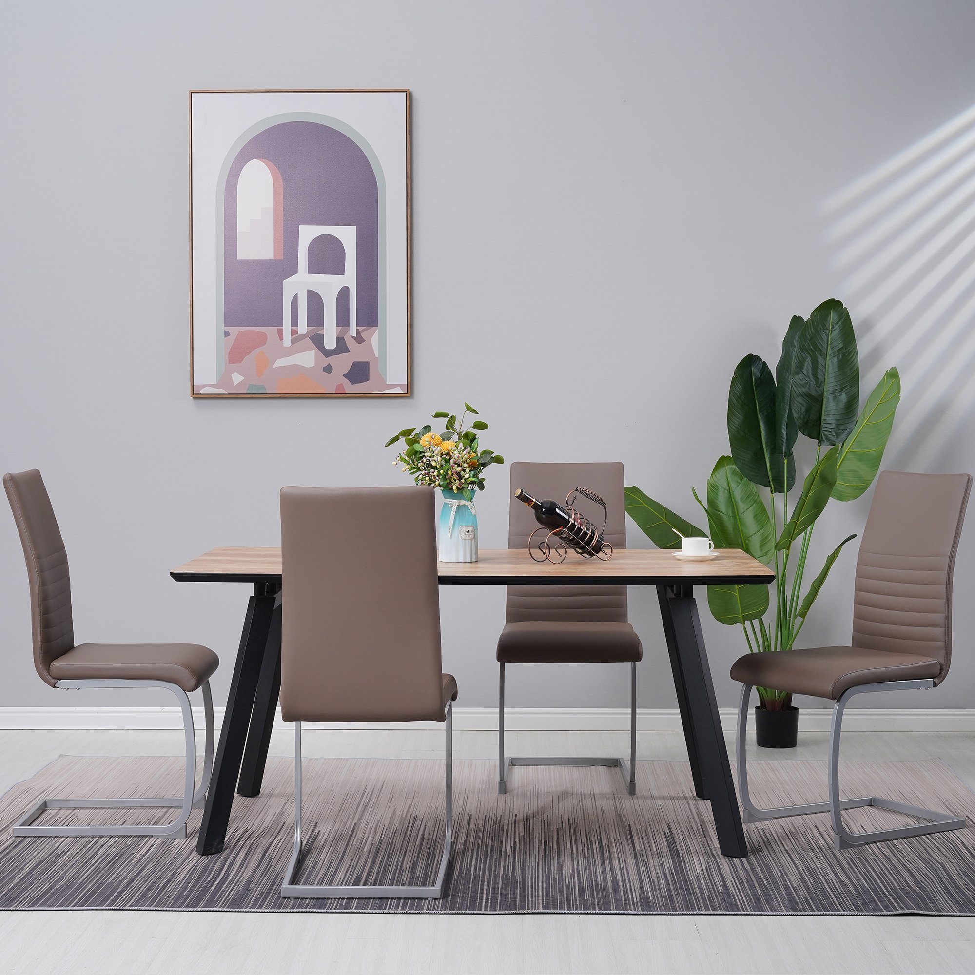 Albatros International Freischwinger Albatros Esszimmerestuhl Küchenstuhl MURANO, Kunstleder Bezug (4er Set, Schwarz), Esszimmerstuhl Schwingstuhl mit modernem Design, dicke Polsterung