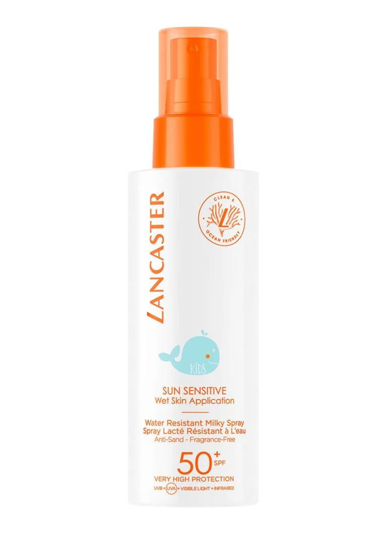 Lancaster Sun Sensitive Kids Spray cu protecție solară lăptoasă SPF 50, rezistent la apă