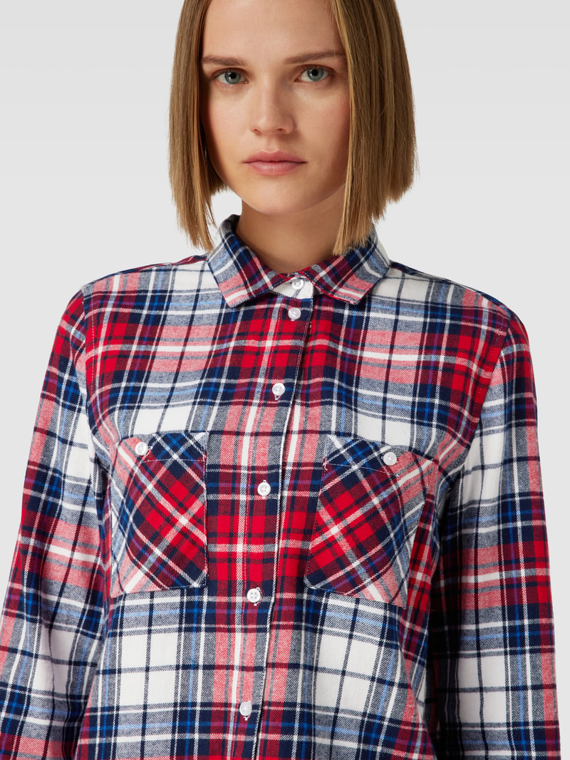 Flanellbluse mit Brusttaschen in rot