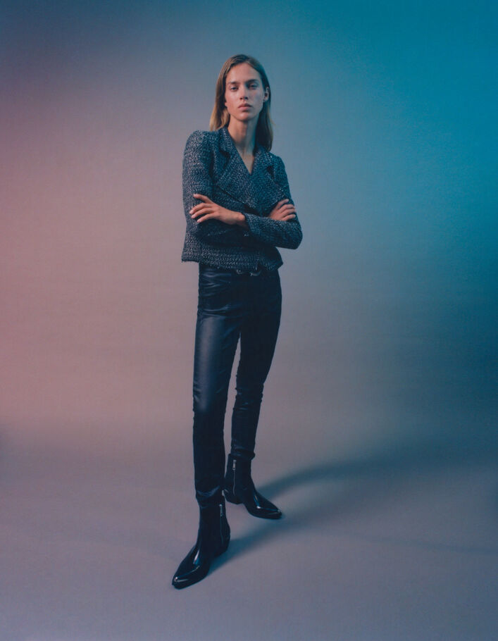 Jean slim noir enduit taille haute sculpt up Femme