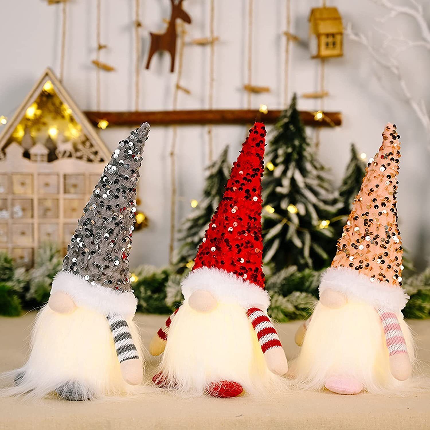 DOPWii Dekohänger Weihnachten Wichtel mit Licht Weihnachtszwerg Plüsch