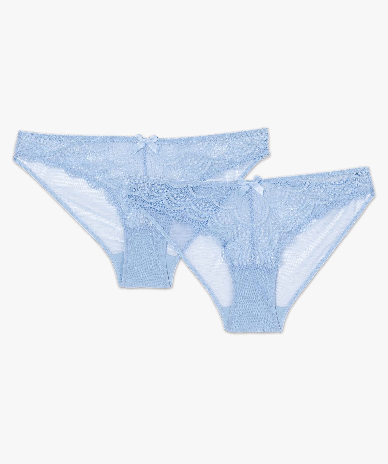 Culotte en dentelle et tulle femme (lot de 2) bleu | GEMO