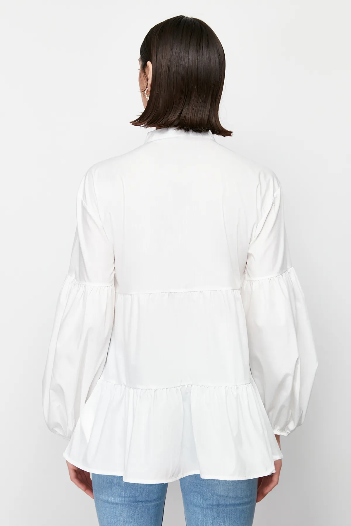 Trendyol Modest  Ecrufarbenes Rock-Layer-Baumwollgewebe-Hemd TCTSS24UK00006