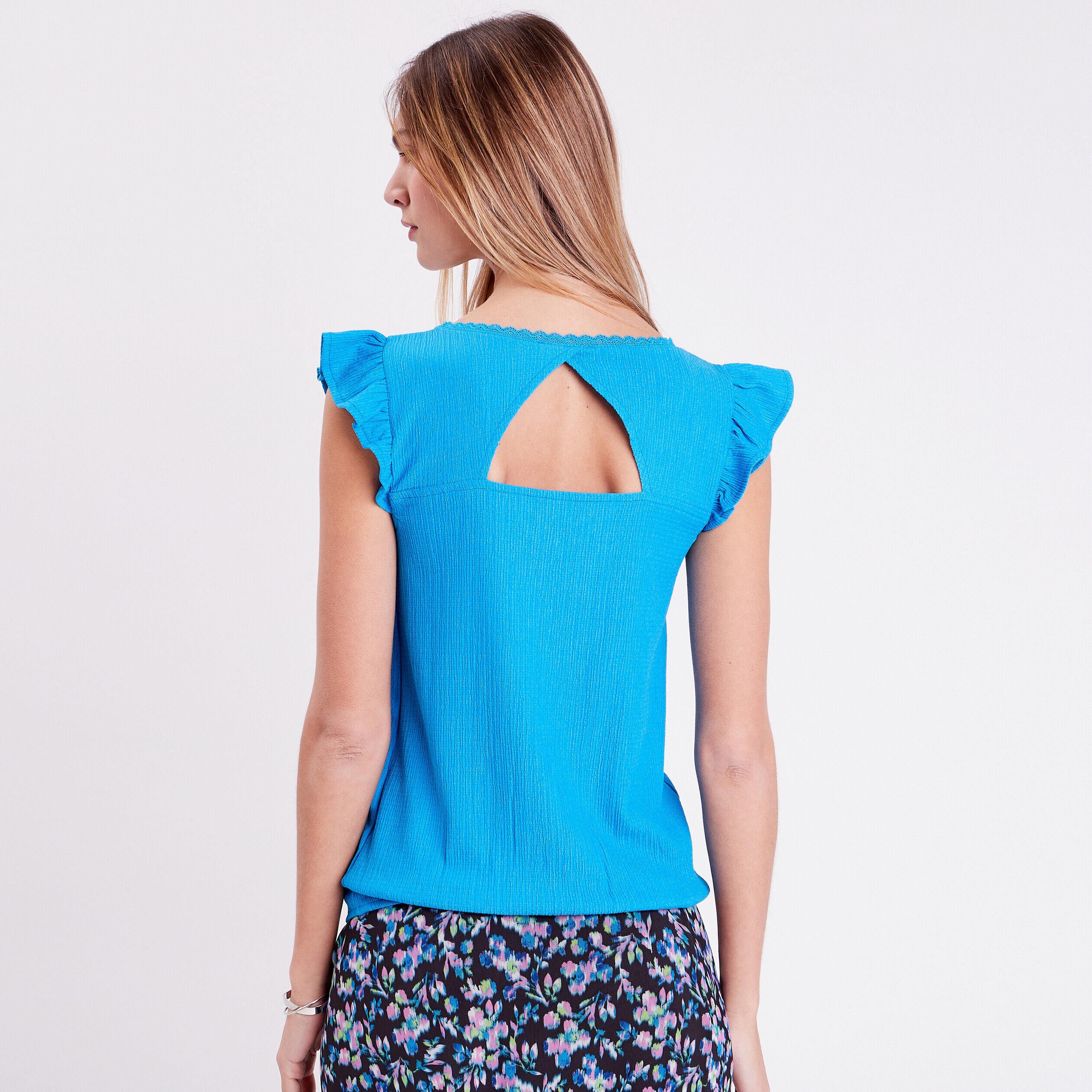 Blouse manches courtes bleu femme | Cache Cache