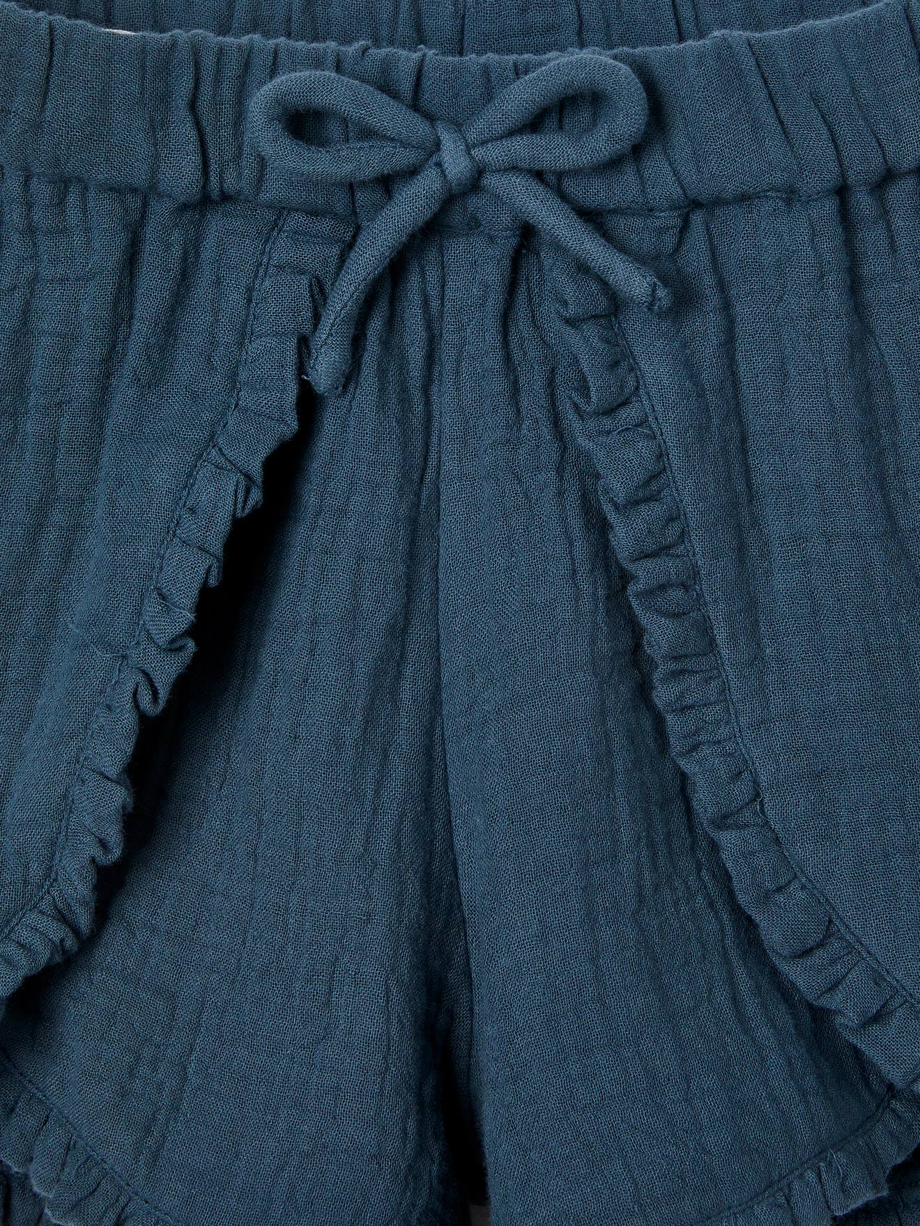 Short fantaisie en gaze de coton fille animé de volants encre