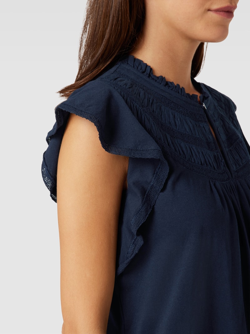 Bluse mit Volants Modell 'ISALOAH' in marineblau