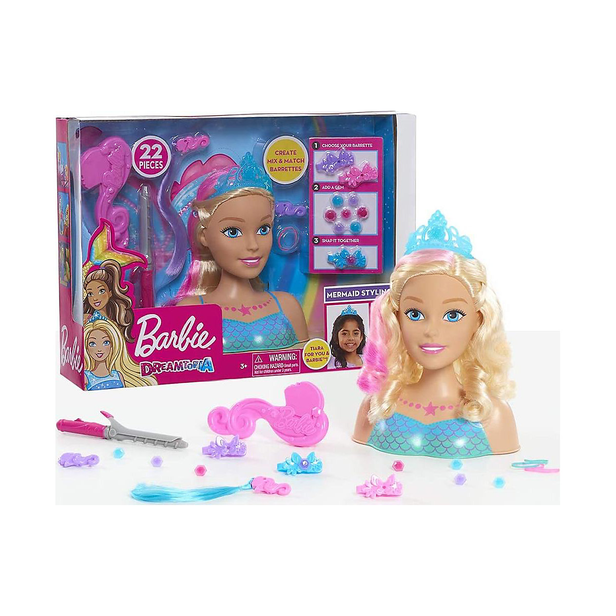 Barbie Dreamtopia Mermaid Stylinghead, 22-tlg.