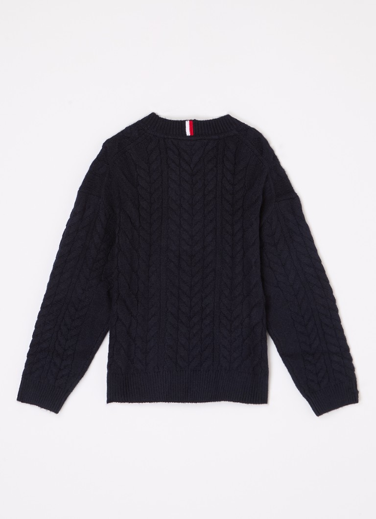Gruby sweter Tommy Hilfiger z tkanym logo