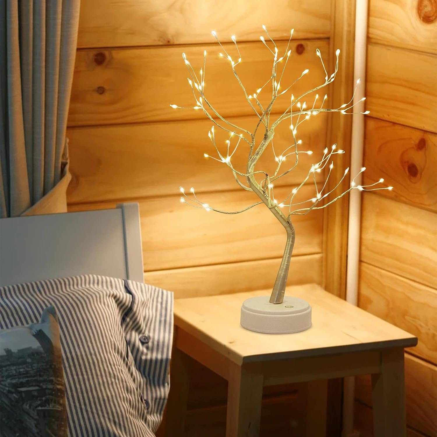 Haiaveng Leuchtzweig LED Baum Lichter Warmweiß USB Bonsai Baum Licht, Dekobaum Belichtet Kleine Baumbeleuchtung Innen Deko 108 Lampenperlen