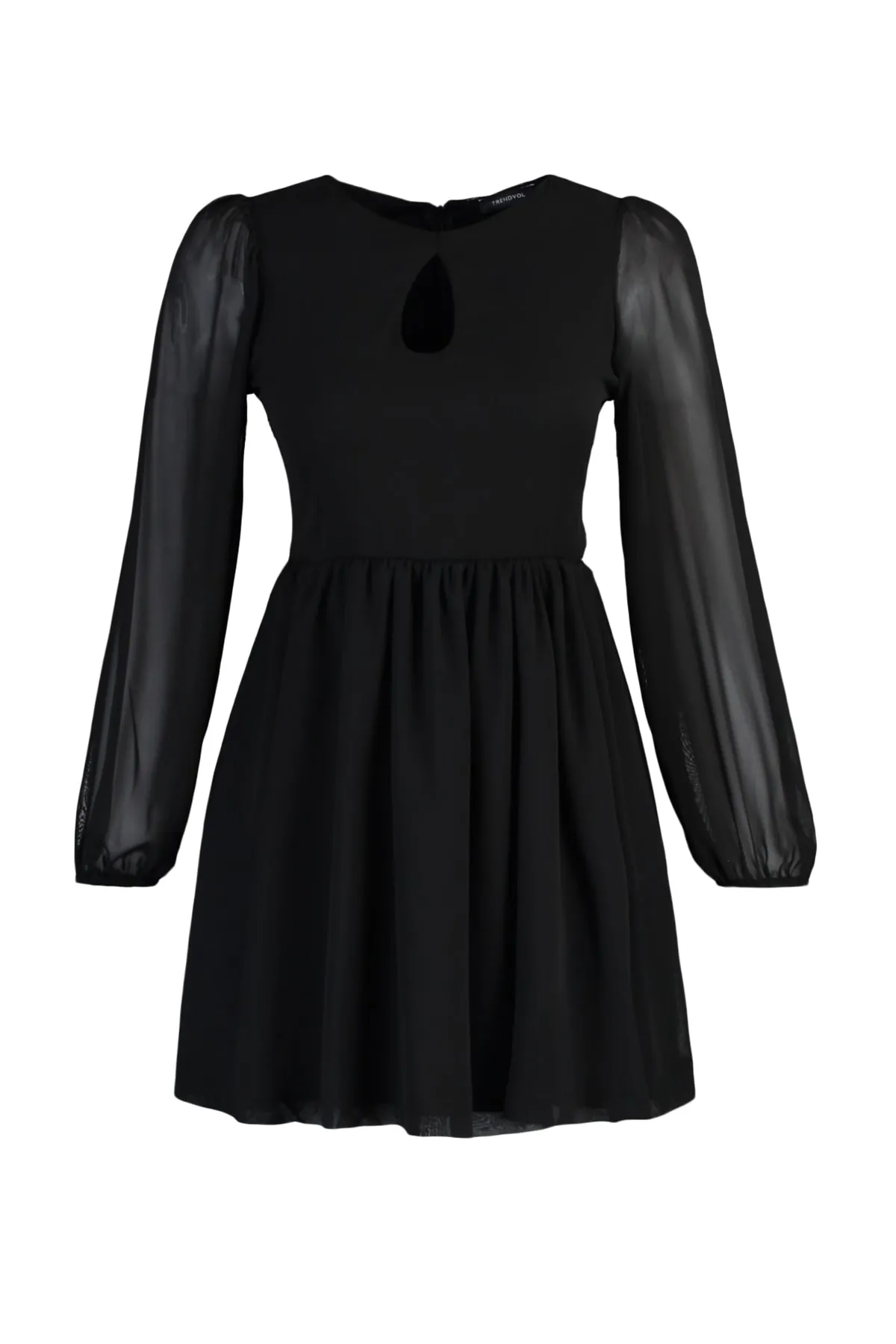 Trendyol Collection  Schwarzes Minikleid aus Chiffon mit Futter TWOAW23EL00846
