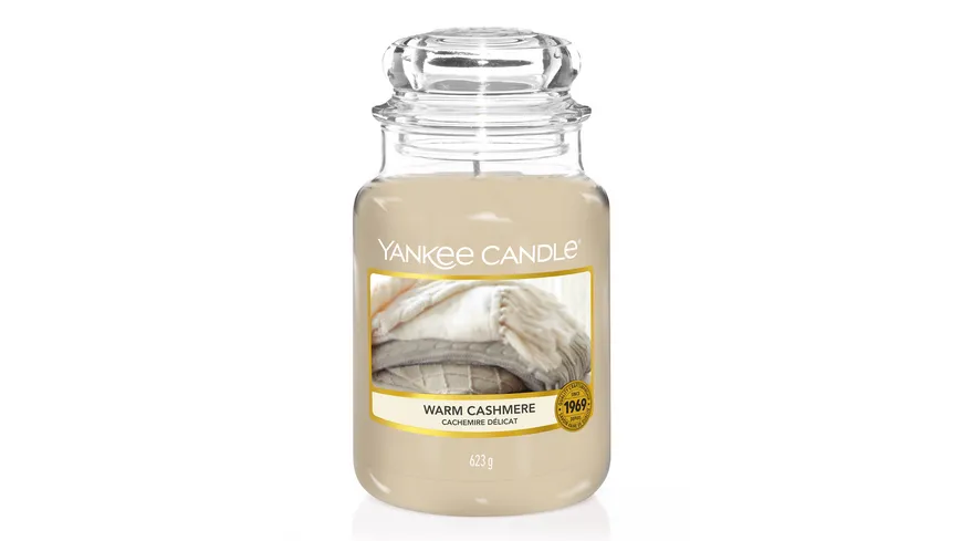 Yankee Candle Goße Kerze im Glas Warm Cashmere grau